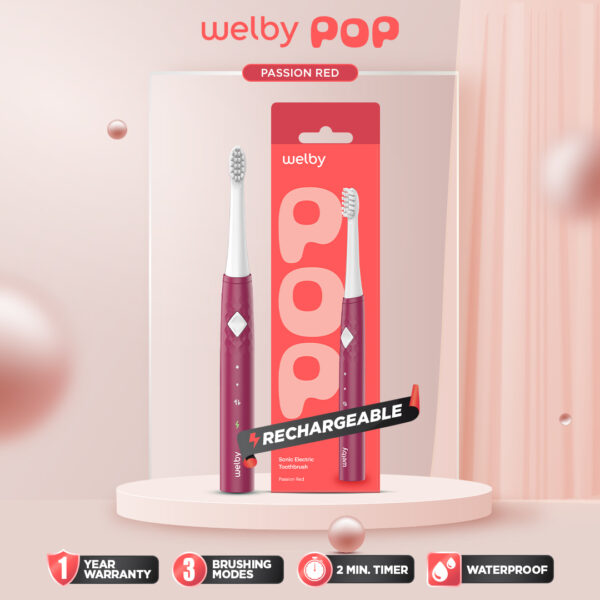 Welby Electric Toothbrush POP Red W0109 Sikat Gigi Elektrik